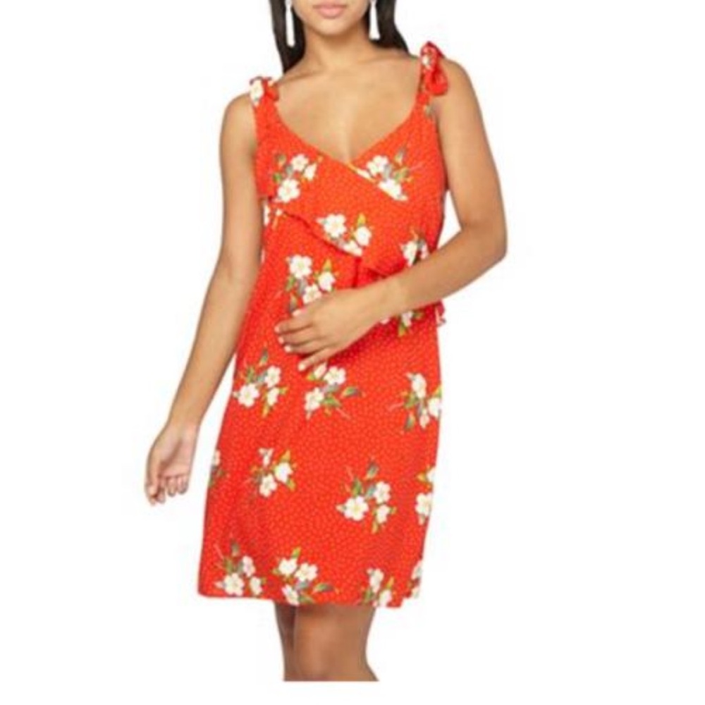 Red Ruffled Floral Print Sundress